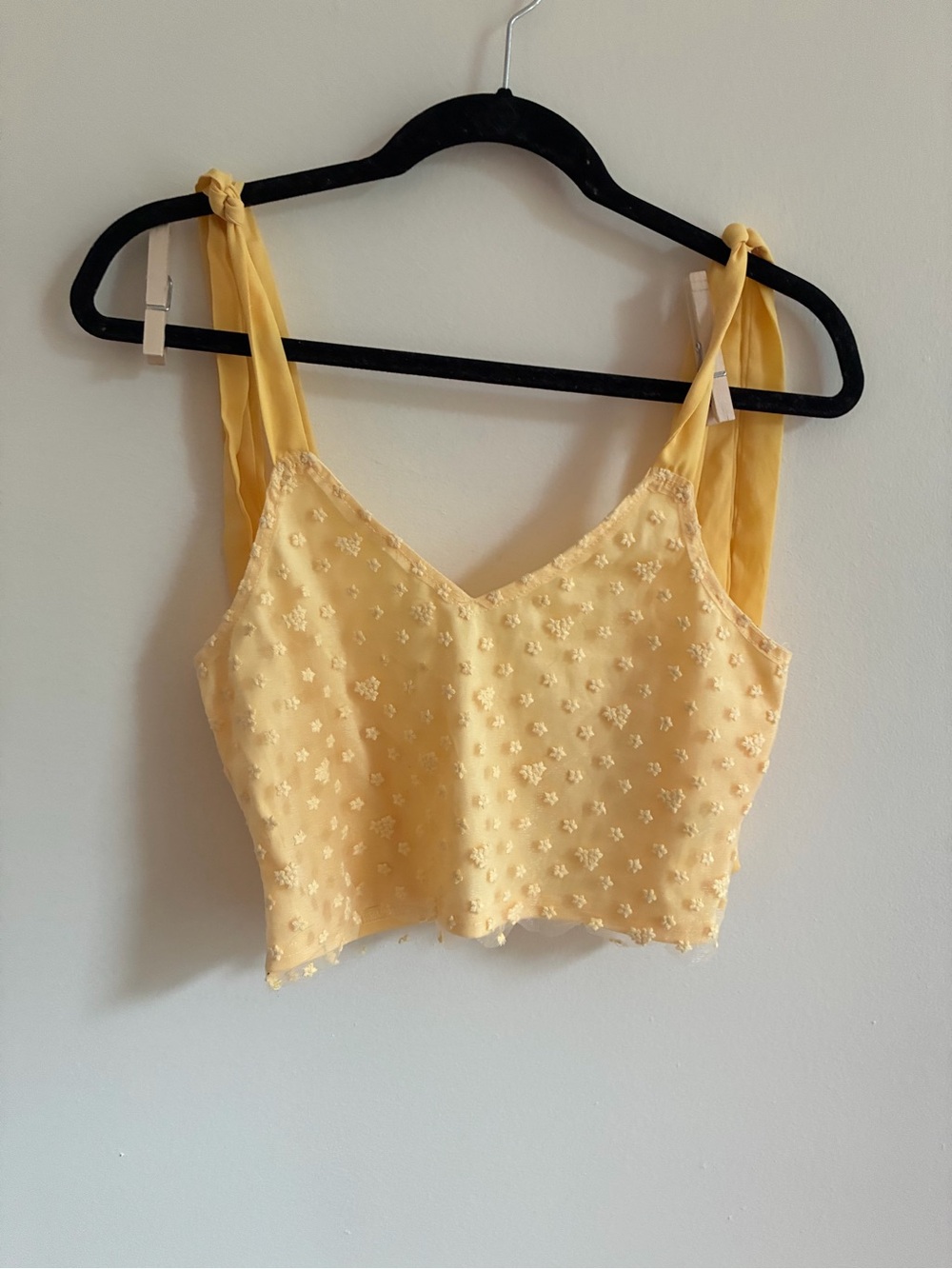 Mango Yellow Floral Embroidered Tie-Strap Camisole - Picture 2 of 6